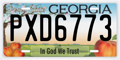 GA license plate PXD6773