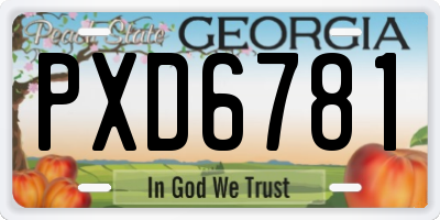 GA license plate PXD6781