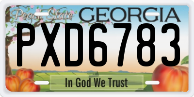 GA license plate PXD6783