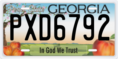 GA license plate PXD6792