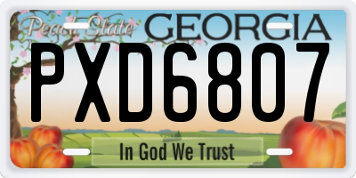 GA license plate PXD6807
