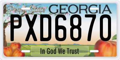 GA license plate PXD6870