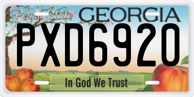 GA license plate PXD6920