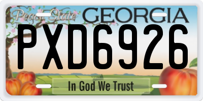 GA license plate PXD6926