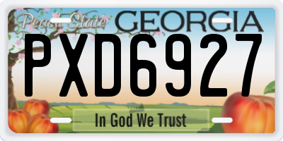 GA license plate PXD6927