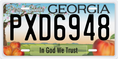 GA license plate PXD6948