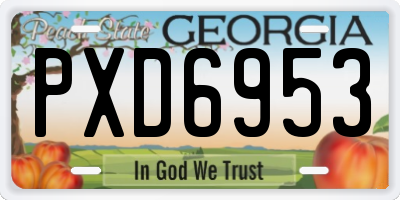 GA license plate PXD6953