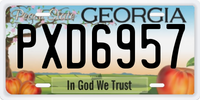 GA license plate PXD6957