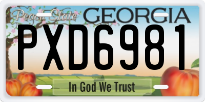GA license plate PXD6981