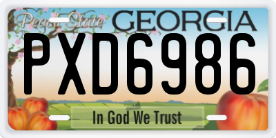 GA license plate PXD6986