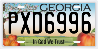 GA license plate PXD6996