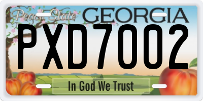 GA license plate PXD7002