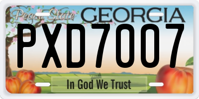 GA license plate PXD7007