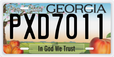 GA license plate PXD7011