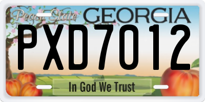 GA license plate PXD7012
