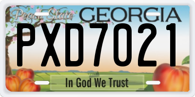 GA license plate PXD7021