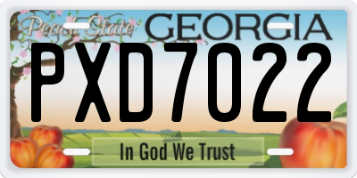 GA license plate PXD7022