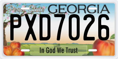 GA license plate PXD7026
