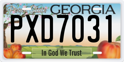 GA license plate PXD7031