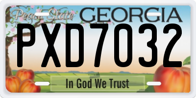 GA license plate PXD7032