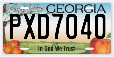 GA license plate PXD7040