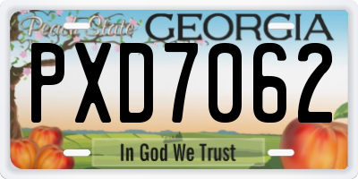 GA license plate PXD7062