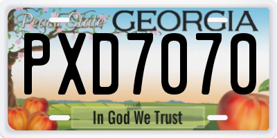 GA license plate PXD7070