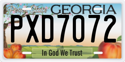 GA license plate PXD7072