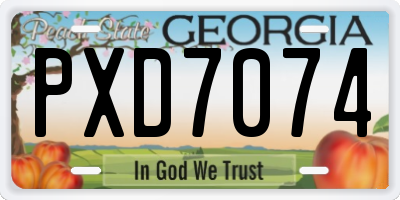 GA license plate PXD7074