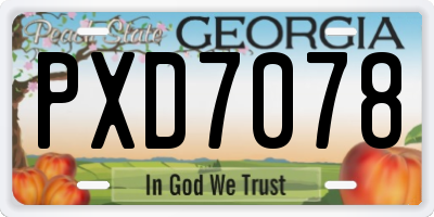 GA license plate PXD7078