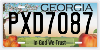 GA license plate PXD7087
