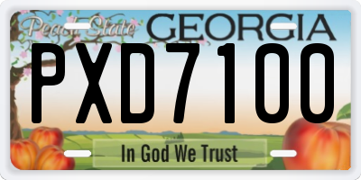 GA license plate PXD7100