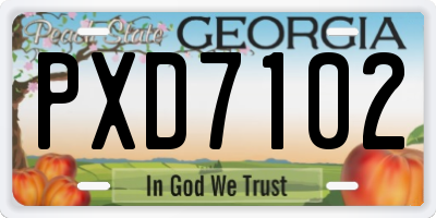 GA license plate PXD7102