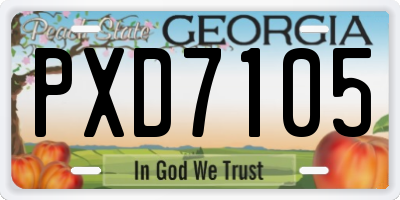 GA license plate PXD7105
