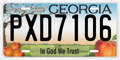 GA license plate PXD7106