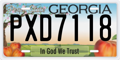 GA license plate PXD7118
