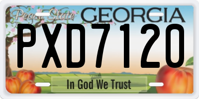 GA license plate PXD7120