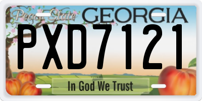GA license plate PXD7121