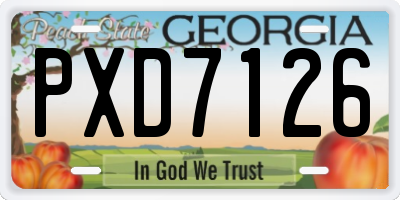GA license plate PXD7126