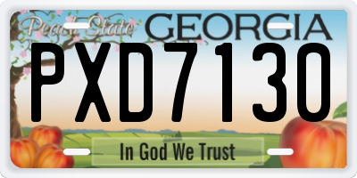 GA license plate PXD7130