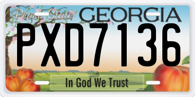 GA license plate PXD7136