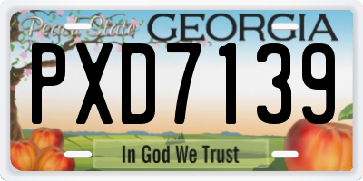 GA license plate PXD7139