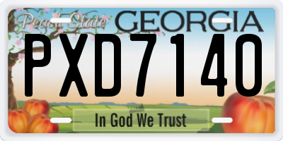 GA license plate PXD7140