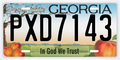 GA license plate PXD7143