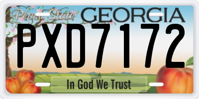 GA license plate PXD7172