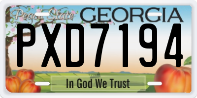 GA license plate PXD7194