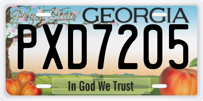 GA license plate PXD7205