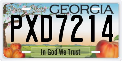 GA license plate PXD7214