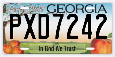 GA license plate PXD7242
