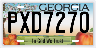 GA license plate PXD7270